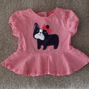 red and white striped puppy dog Top